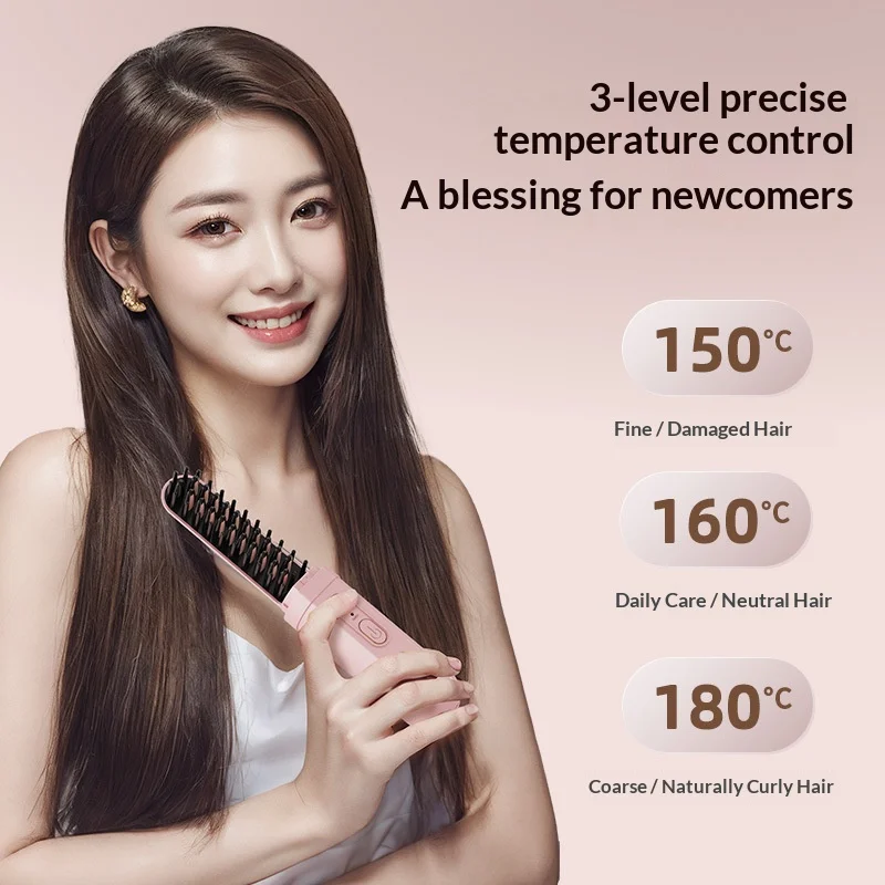 Mini Cordless Hair Straightener Brush Portable USB Rechargeable Straightening Comb, 2-in-1 Curling & Straightening Styling Tool
Mini Cordless Hair Straightener Brush Portable USB Rechargeable Straightening Comb, 2-in-1 Curling & Straightening Styling Tool