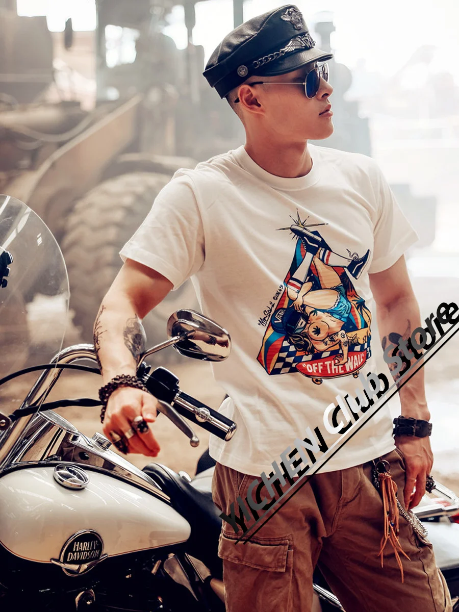 Motorcycle T-Shirt American Retro Hip-Hop Street Men's Cotton Short-Sleeved Casual Comfortable Loose Men's And Women's T-Shirt
Motorcycle T-Shirt American Retro Hip-Hop Street Men's Cotton Short-Sleeved Casual Comfortable Loose Men's And Women's T-Shirt