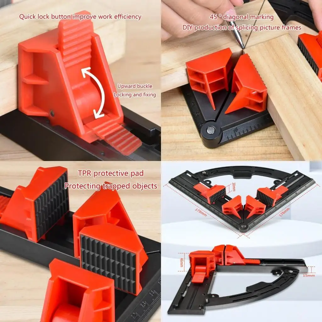 R9UF Picture Frame Carpentry Clamps Inch & Metric Dual- Scale Plastic Corner Wooden Clamp Woodworking Tools Clip
R9UF Picture Frame Carpentry Clamps Inch & Metric Dual- Scale Plastic Corner Wooden Clamp Woodworking Tools Clip