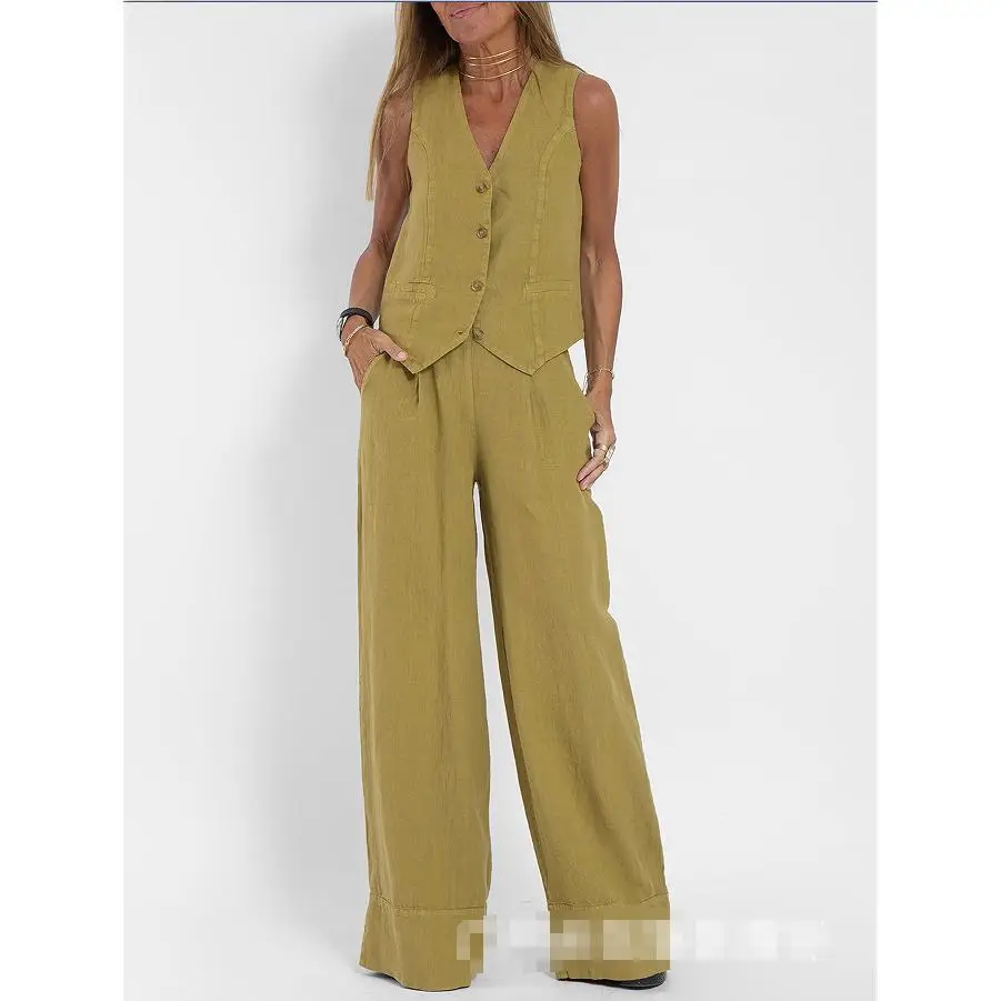 Faionable Patchwork Cotton Linen Vest Pants Set Casual Ele Women's Ensemble Spring 2024 No Brand Registered Trademark
Faionable Patchwork Cotton Linen Vest Pants Set Casual Ele Women's Ensemble Spring 2024 No Brand Registered Trademark