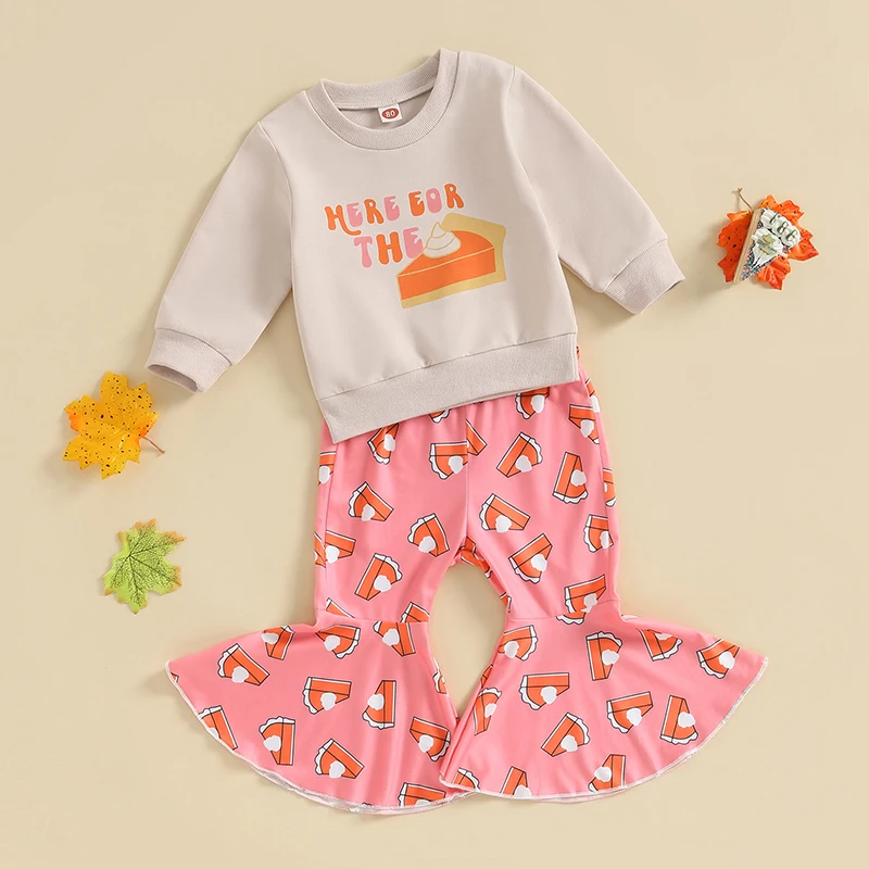 Baby Girl Fall Outfits 2Pcs Infant Round Neck Long Sleeve Pie Letter Print Sweatshirt Tops+ Flare Pants Toddler Clothes Set
Baby Girl Fall Outfits 2Pcs Infant Round Neck Long Sleeve Pie Letter Print Sweatshirt Tops+ Flare Pants Toddler Clothes Set
