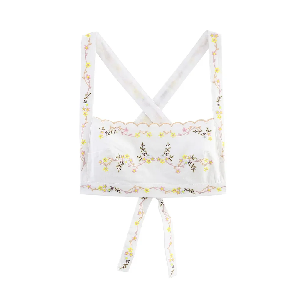ZARF Women's Back Cross Flower Embroidered Straight Collar strapless Short Top Spring/Summer New Product Casual Women's Wear
ZARF Women's Back Cross Flower Embroidered Straight Collar strapless Short Top Spring/Summer New Product Casual Women's Wear