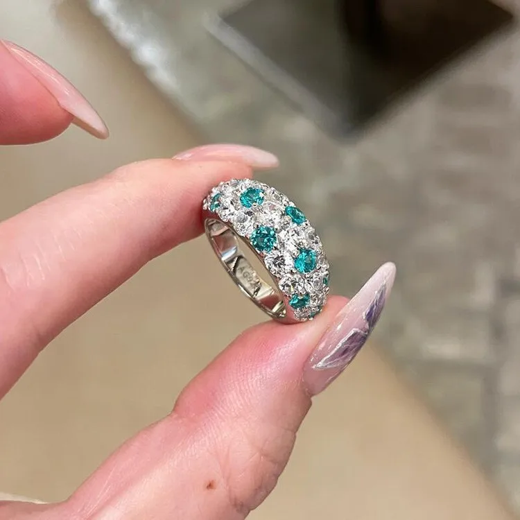 Summer Light Luxury Full Diamond Ring Artificial Paraiba Zircon Pave Band Ring Trendy Women Index Finger Elegant
Summer Light Luxury Full Diamond Ring Artificial Paraiba Zircon Pave Band Ring Trendy Women Index Finger Elegant