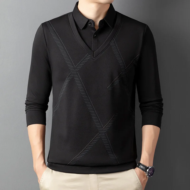 Spring and Autumn Men's Pullover Collar Button Solid Geometric Stripe Long Sleeve T-shirt Polo Bottom Fashion Casual Formal Tops
Spring and Autumn Men's Pullover Collar Button Solid Geometric Stripe Long Sleeve T-shirt Polo Bottom Fashion Casual Formal Tops