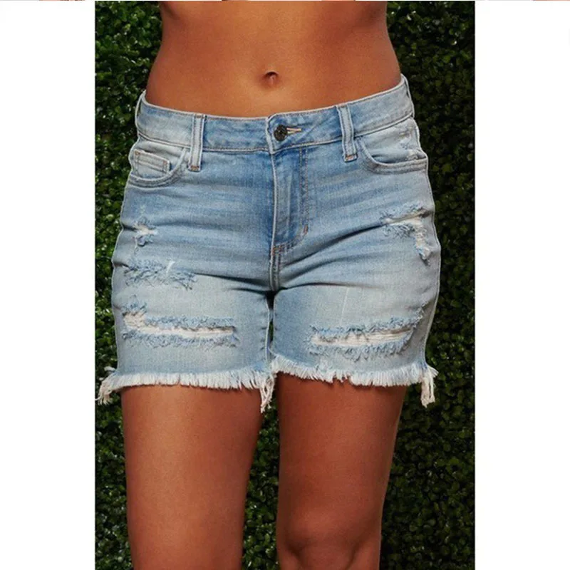Women Ripped Fringe Hole High Elasticity Denim Shorts
Women Ripped Fringe Hole High Elasticity Denim Shorts