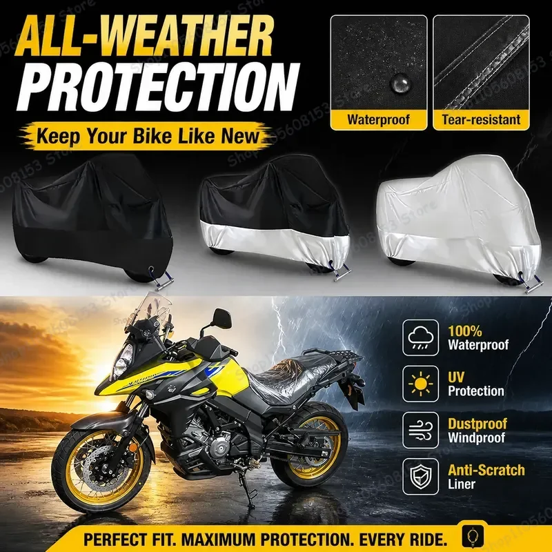 For Suzuki VStrom 650 Motorcycle Cover Waterproof Dustproof UV Resistant All Weather Bike Cover for Indoor Outdoor Riding
For Suzuki VStrom 650 Motorcycle Cover Waterproof Dustproof UV Resistant All Weather Bike Cover for Indoor Outdoor Riding