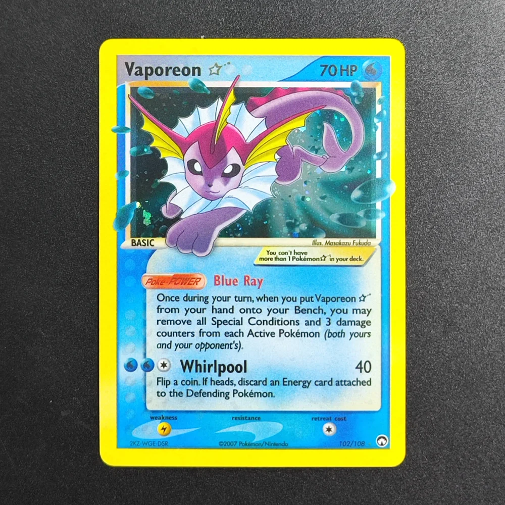 DIY Proxy Pokemon TCG Card 2007 Vaporeon 102 Super Rare Collectibles Card Single Classic Game Anime Cards Toys
DIY Proxy Pokemon TCG Card 2007 Vaporeon 102 Super Rare Collectibles Card Single Classic Game Anime Cards Toys