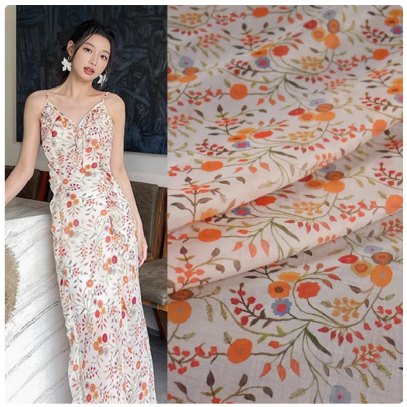 Orange Flower Tree Branch Print Thin Soft Chiffon Fabric, Spring Summer Dress, Shirt, Cheongsam, Han Cloth Sewing Tissue, T2355
Orange Flower Tree Branch Print Thin Soft Chiffon Fabric, Spring Summer Dress, Shirt, Cheongsam, Han Cloth Sewing Tissue, T2355