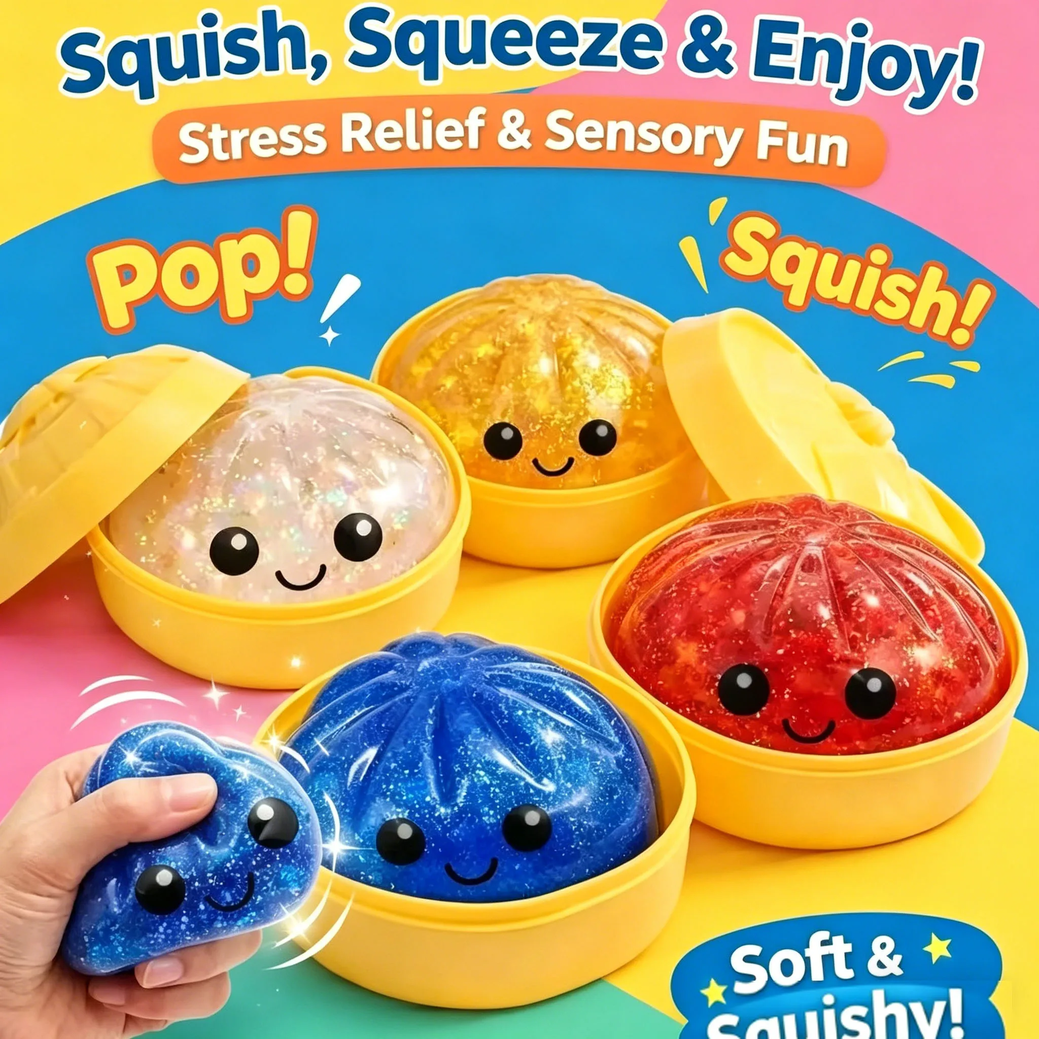 Steamed Bun Squeeze Toy Simulation Bao Stress Relief Fidget Toy with Beads Sparkles Soft Squishy Sensory Decompression Accessory
Steamed Bun Squeeze Toy Simulation Bao Stress Relief Fidget Toy with Beads Sparkles Soft Squishy Sensory Decompression Accessory