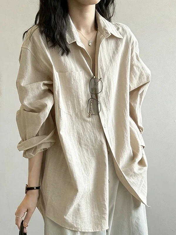Women's Linen Shirt Collared Inner Wear Top Sun Protection Open Cardigan V-Neck Breathable Skin-Friendly Long Sleeve Regular Fit
Women's Linen Shirt Collared Inner Wear Top Sun Protection Open Cardigan V-Neck Breathable Skin-Friendly Long Sleeve Regular Fit