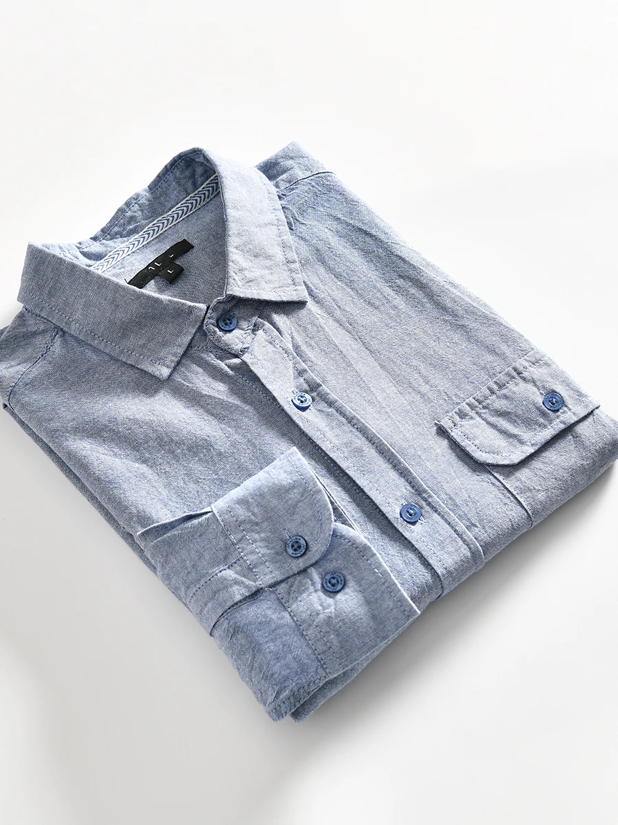 Washed Cotton Long Sleeve Men's Shirt Vintage Style Spring Summer Youth Fashion Standard Fit Iron Free Pure Color Tailored Shirt
Washed Cotton Long Sleeve Men's Shirt Vintage Style Spring Summer Youth Fashion Standard Fit Iron Free Pure Color Tailored Shirt