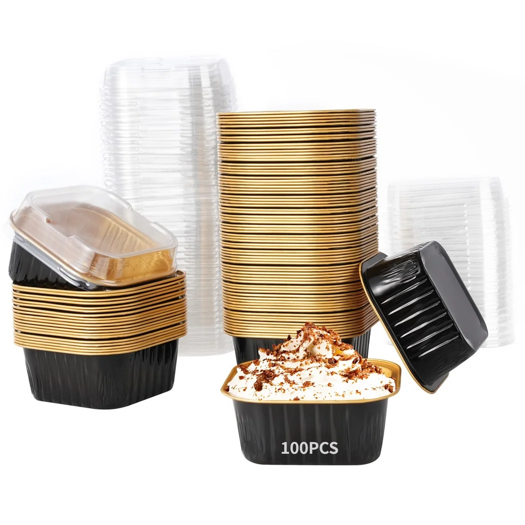 100Pcs Dessert Cups With Lids Cupcake Liners Baking Cup Disposable Ramekins Muffin Square Cupcake Container Foil Flan Baking Cup
100Pcs Dessert Cups With Lids Cupcake Liners Baking Cup Disposable Ramekins Muffin Square Cupcake Container Foil Flan Baking Cup