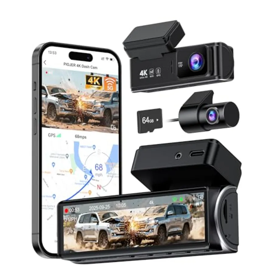 4K Dash Cam Front Rear for Cars: Dual Camera with 5GHz/2.4GHz WiFi, GPS, G-Sensor, 24H Parking Monitor, Loop Recording, WDR Nig
4K Dash Cam Front Rear for Cars: Dual Camera with 5GHz/2.4GHz WiFi, GPS, G-Sensor, 24H Parking Monitor, Loop Recording, WDR Nig