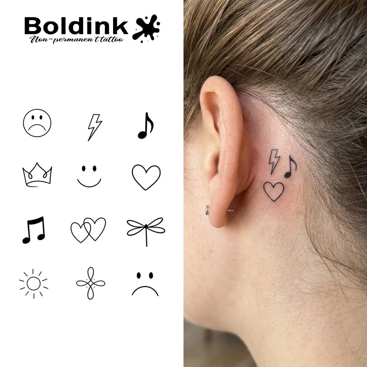 BOLDINK Mood Symbol Tattoo Sticker Unisex Stylish Easy Apply Waterproof Long Lasting 1-2 Week
BOLDINK Mood Symbol Tattoo Sticker Unisex Stylish Easy Apply Waterproof Long Lasting 1-2 Week