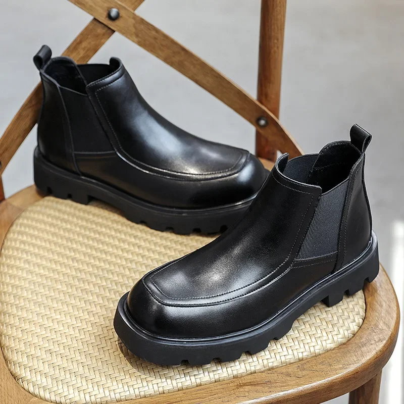 New Designer Autumn Winter Black Fashion Men Leather Shoes Vintage British Ankle Boots Round Toe Slip-On Business Chelsea Boots
New Designer Autumn Winter Black Fashion Men Leather Shoes Vintage British Ankle Boots Round Toe Slip-On Business Chelsea Boots