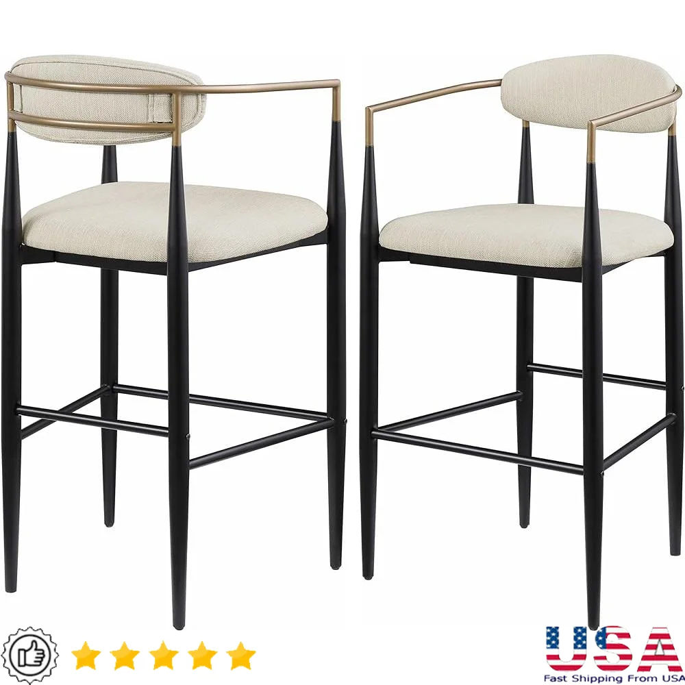 Set of 2 Modern Metal Bar Stools with Upholstered Backrest Padded Seat Open Back Design Contemporary Pub Height Chairs
Set of 2 Modern Metal Bar Stools with Upholstered Backrest Padded Seat Open Back Design Contemporary Pub Height Chairs