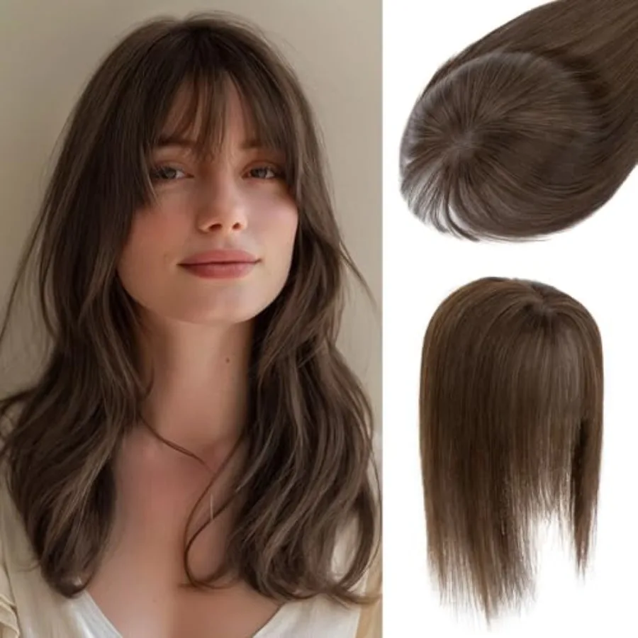 Human Hair Topper with Bangs 360°3D Cover Toppers Hairpieces for Women Bangs Hair Clip Mocha Brown 12inch
Human Hair Topper with Bangs 360°3D Cover Toppers Hairpieces for Women Bangs Hair Clip Mocha Brown 12inch