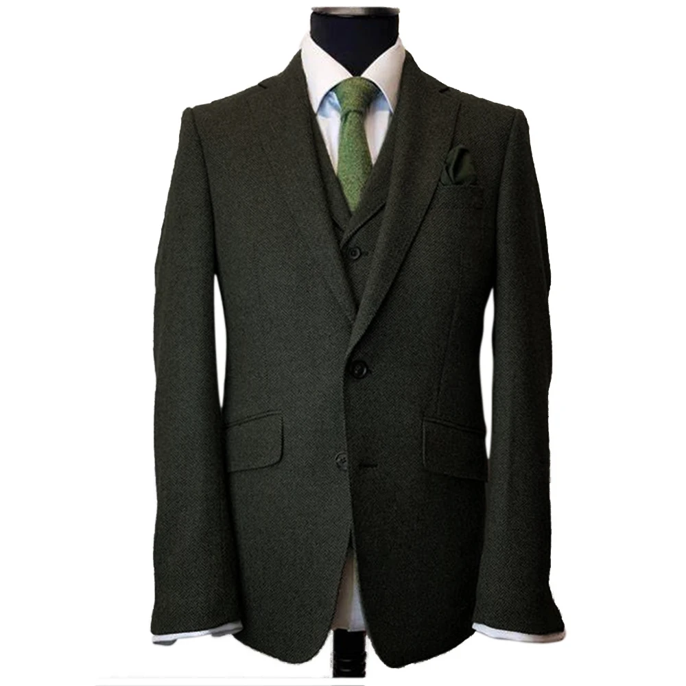 Men's Dark Green Checked Woolen Tweed Suits - Single Breasted 3 Piece Slim | Tailored Fit High Quality Business Casual Outfit
Men's Dark Green Checked Woolen Tweed Suits - Single Breasted 3 Piece Slim | Tailored Fit High Quality Business Casual Outfit