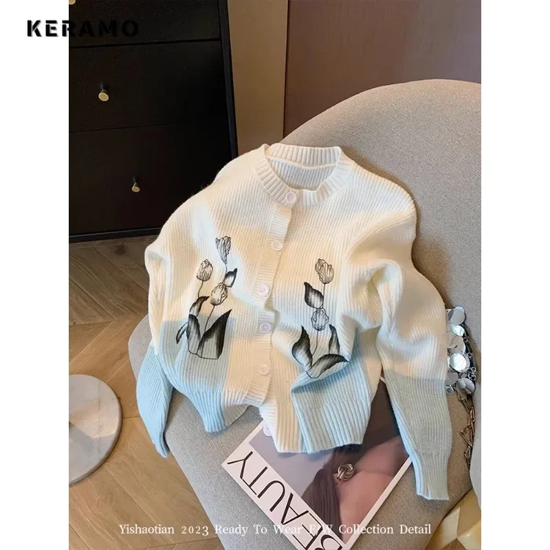 Women Elegant Vintage Floral Print Knitting Long Sleeve O-Neck Cardigans 2023 Winter Casual Single Breasted Patchwork Sweater
Women Elegant Vintage Floral Print Knitting Long Sleeve O-Neck Cardigans 2023 Winter Casual Single Breasted Patchwork Sweater