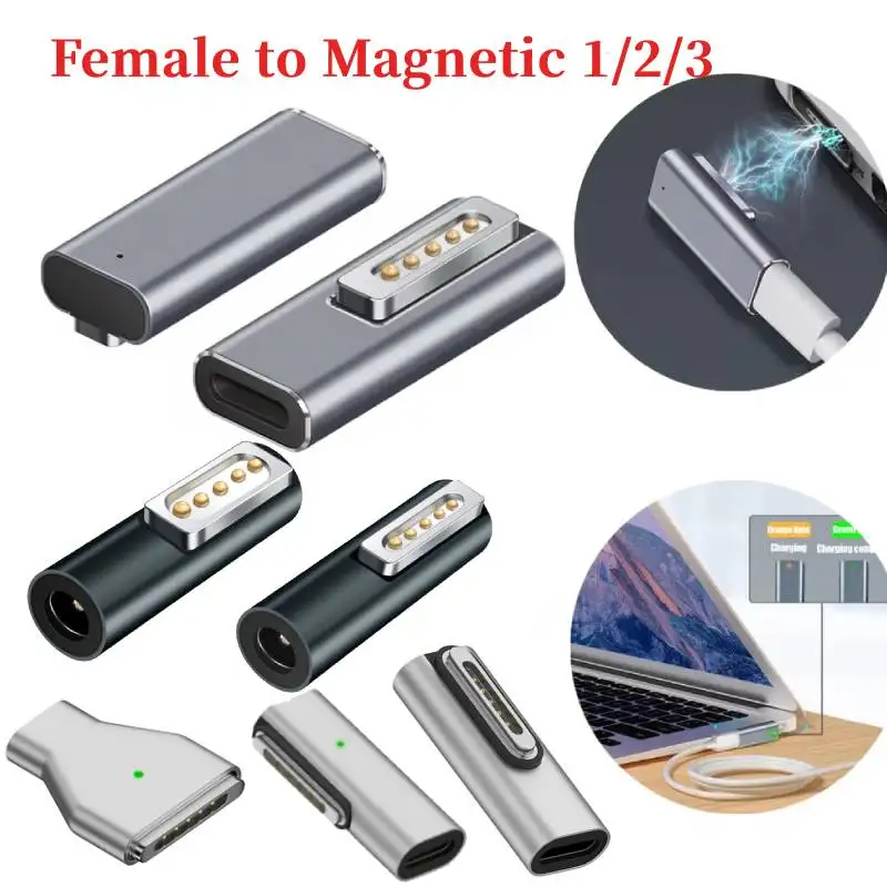 Магнитный адаптер PD USB типа C для Magsafe 1, 2, 3, светодиодный индикатор MacBook Air Pro, магнитный разъем для быстрой зарядки, преобразователь
Магнитный адаптер PD USB типа C для Magsafe 1, 2, 3, светодиодный индикатор MacBook Air Pro, магнитный разъем для быстрой зарядки, преобразователь
