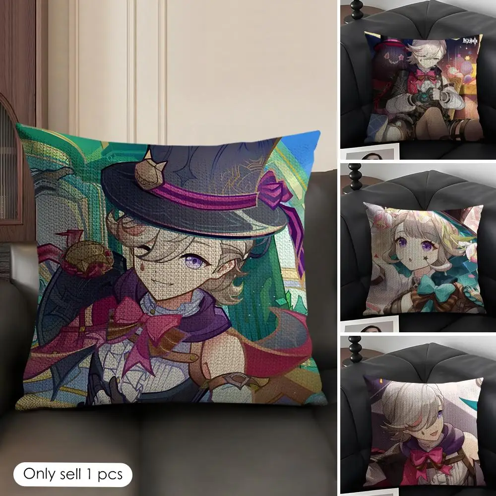 Lyney Genshin Game Cushion Cover Natural Linen Organic Fabric Double-Sided Printing Breathable Perfect Gift For Decor
Lyney Genshin Game Cushion Cover Natural Linen Organic Fabric Double-Sided Printing Breathable Perfect Gift For Decor