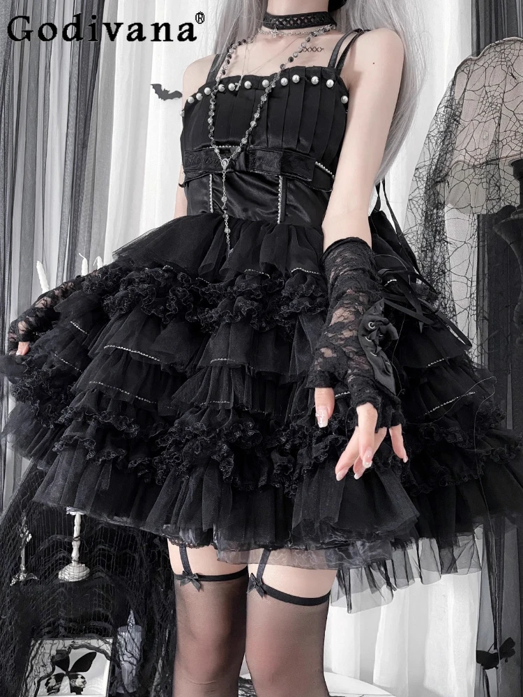 Black Goth Dark Sling Dress Jsk Women's Slim-Fit Halloween Carnival Party Cos Dress Japanese Lolita Pink Sweet Princess Dresses
Black Goth Dark Sling Dress Jsk Women's Slim-Fit Halloween Carnival Party Cos Dress Japanese Lolita Pink Sweet Princess Dresses