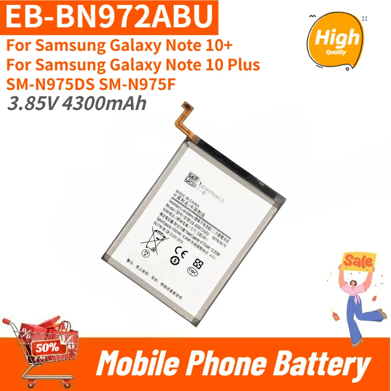High Quality Phone Battery 3.85V 4300mAh EB-BN972ABU For Samsung Galaxy Note 10+/10 Plus SM-N975DS SM-N975F Replacement Battery
High Quality Phone Battery 3.85V 4300mAh EB-BN972ABU For Samsung Galaxy Note 10+/10 Plus SM-N975DS SM-N975F Replacement Battery