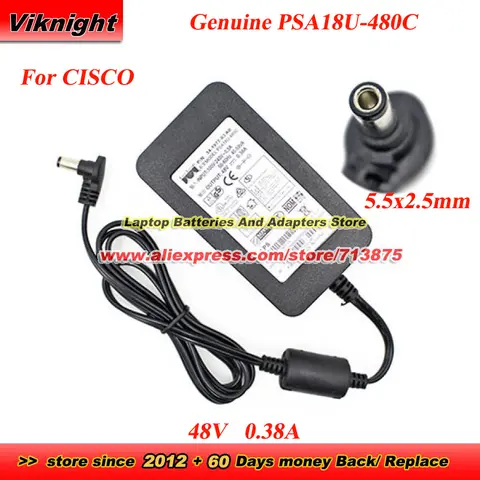 Genuine PSA18U-480C Aironet Power Adapter P/N 34-1977-03 A0 48V 0.38A Power Supply with 5.5x2.5mm tip