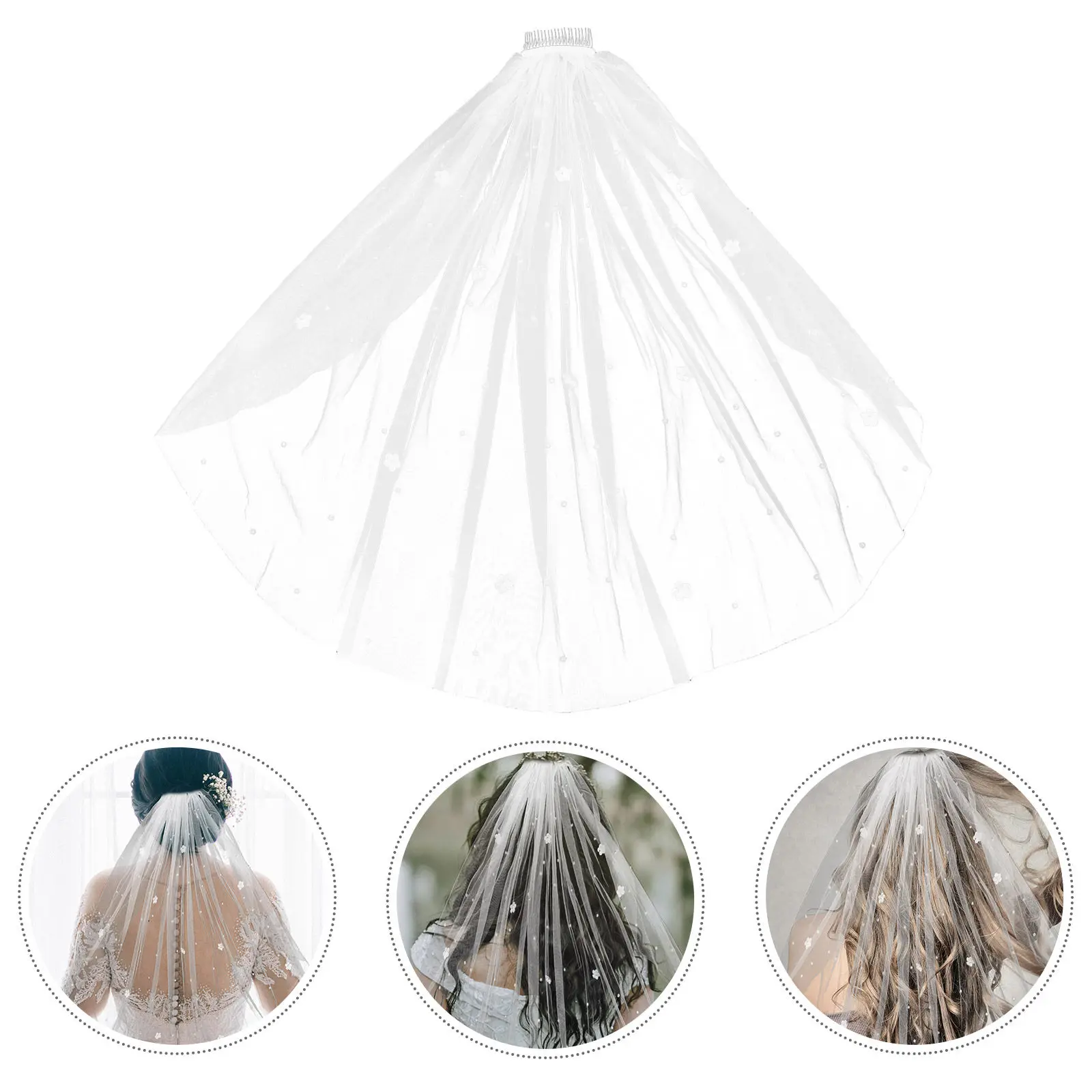 Pearl Embellished Elbow Length Bridal Veil Soft Tulle Single Layer Floral Accented Wedding Veil with Comb for Bride Photoshoot
Pearl Embellished Elbow Length Bridal Veil Soft Tulle Single Layer Floral Accented Wedding Veil with Comb for Bride Photoshoot