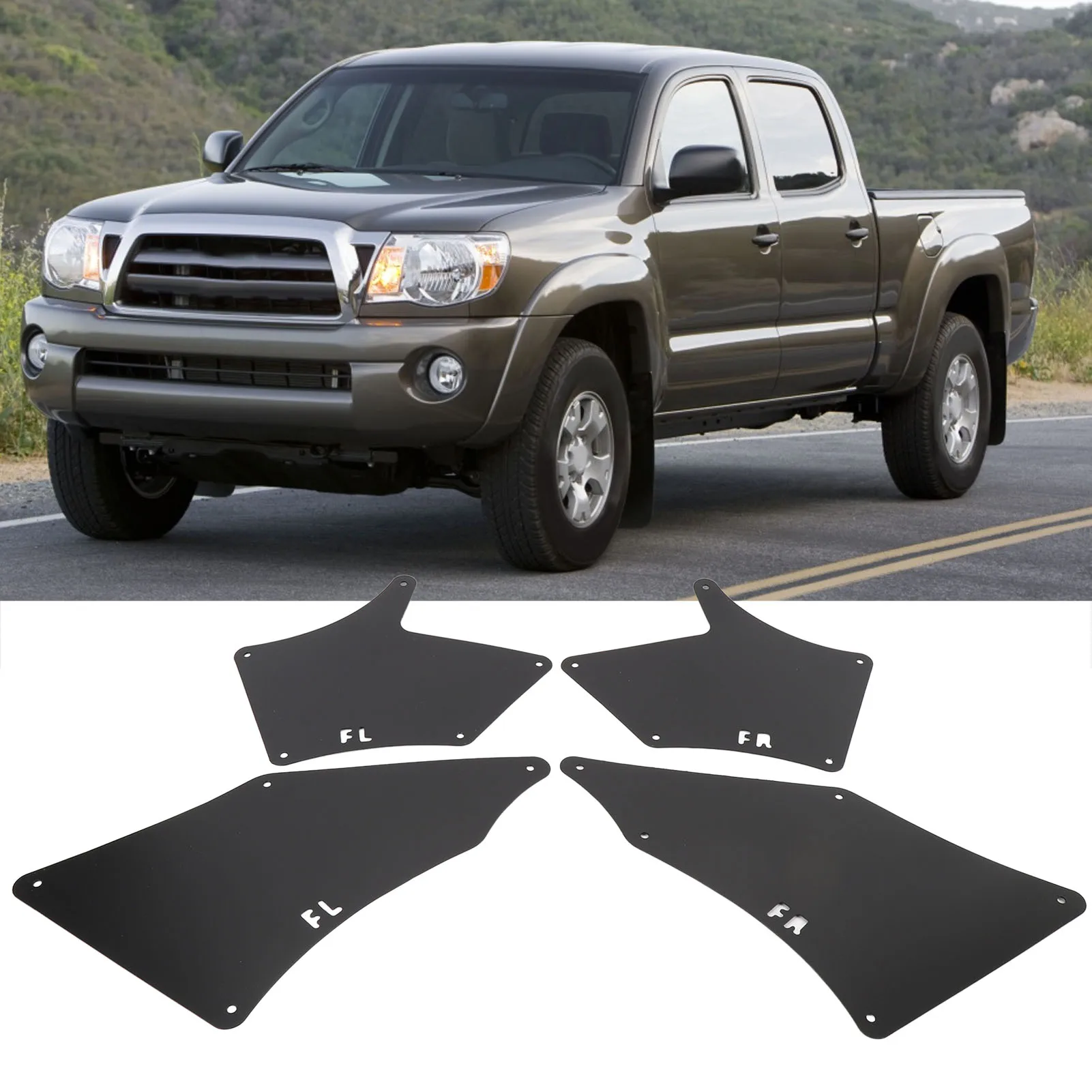 4 шт. брызговики с зажимами, набор внутренних брызговиков переднего левого и правого колеса для Tacoma 2005–2020 гг., черный
4 шт. брызговики с зажимами, набор внутренних брызговиков переднего левого и правого колеса для Tacoma 2005–2020 гг., черный