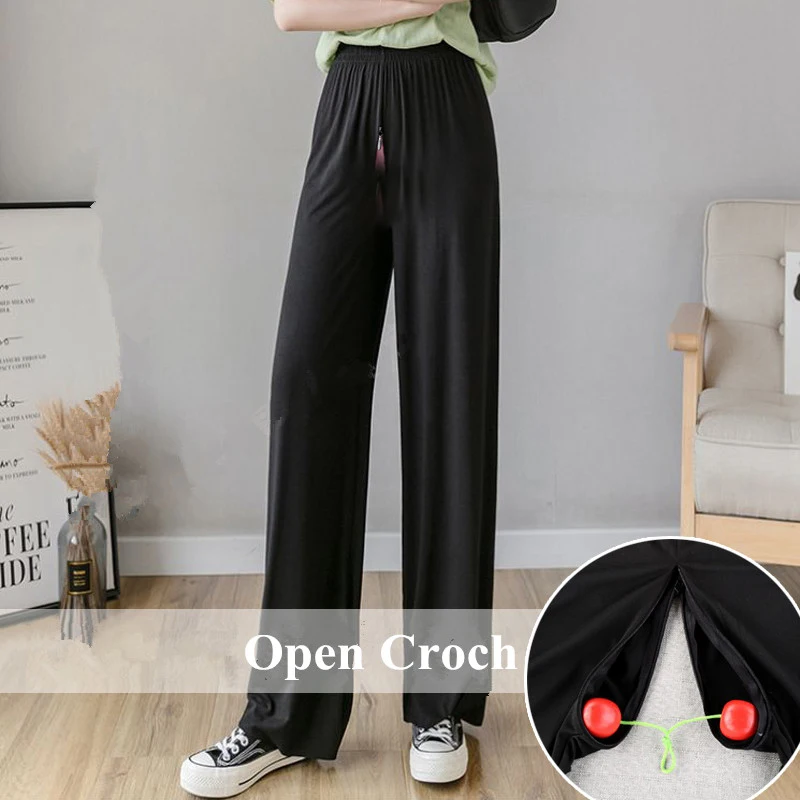 Women Zippers Crotchless Modal High Waist Loose Wide Leg Pants Spring Summer Open Crotch Pants Couple Outdoor Erotic Trousers
Women Zippers Crotchless Modal High Waist Loose Wide Leg Pants Spring Summer Open Crotch Pants Couple Outdoor Erotic Trousers