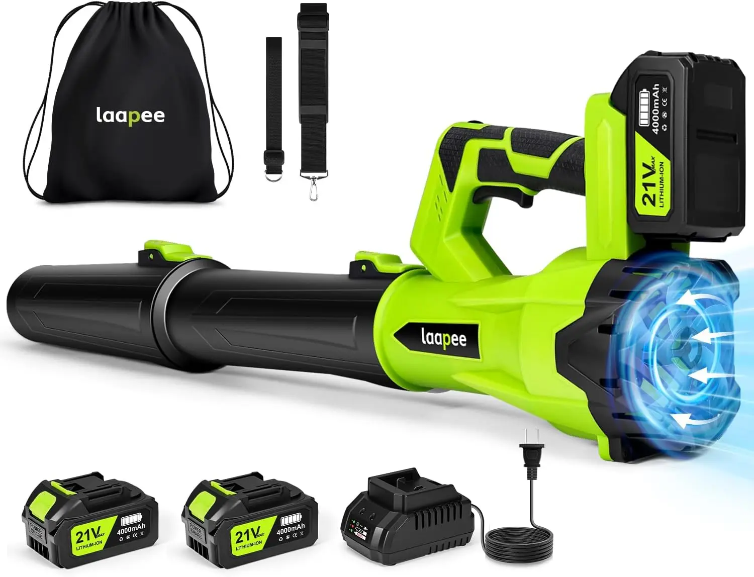 Cordless Leaf Blower with 2 Batteries, Fast Charger, 6 Speeds for Lawn Care and Snow Removal
Cordless Leaf Blower with 2 Batteries, Fast Charger, 6 Speeds for Lawn Care and Snow Removal