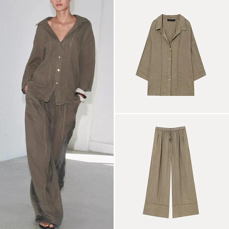 Spring 2025 Women's Long Sve V-Ne irt And Pants Faion Set Polyester Fiber Z Brand New Arrival Ele Workwear
Spring 2025 Women's Long Sve V-Ne irt And Pants Faion Set Polyester Fiber Z Brand New Arrival Ele Workwear