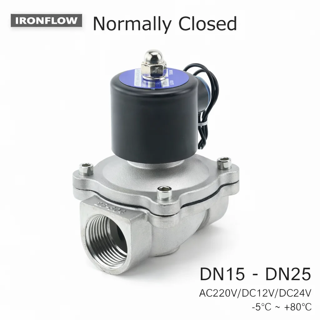 DN15 DN20 DN25 1/2'' 3/4'' 1'' Normally Closed Stainless Steel Solenoid Valve AC220V DC12V DC24V for Water Oil Air
DN15 DN20 DN25 1/2'' 3/4'' 1'' Normally Closed Stainless Steel Solenoid Valve AC220V DC12V DC24V for Water Oil Air