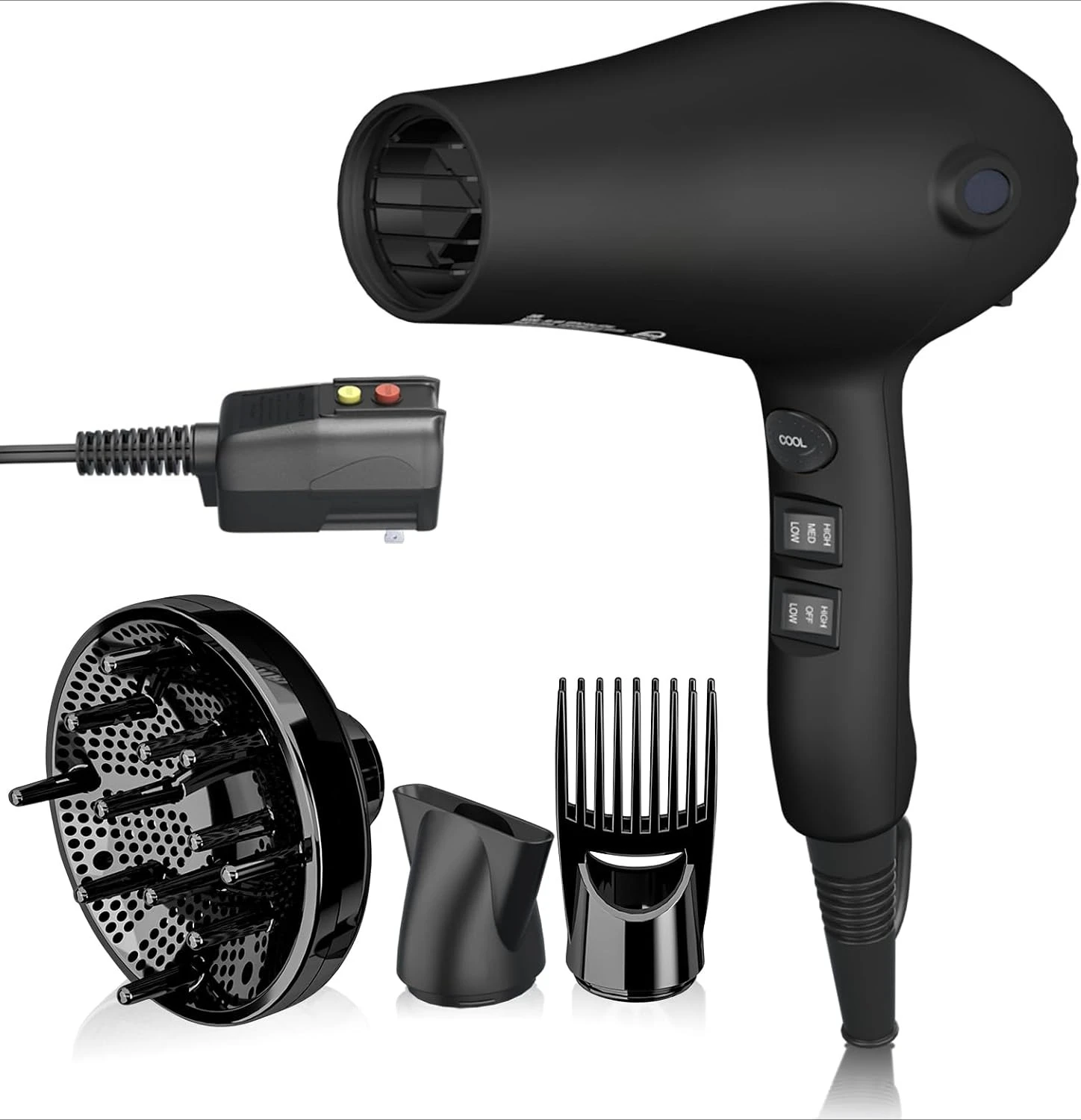 Hair Dryer - 1875W Diffuser Blow Dryer for Salon & Personal Use – Powerful, Fast Drying with Diffuser, Black
Hair Dryer - 1875W Diffuser Blow Dryer for Salon & Personal Use – Powerful, Fast Drying with Diffuser, Black