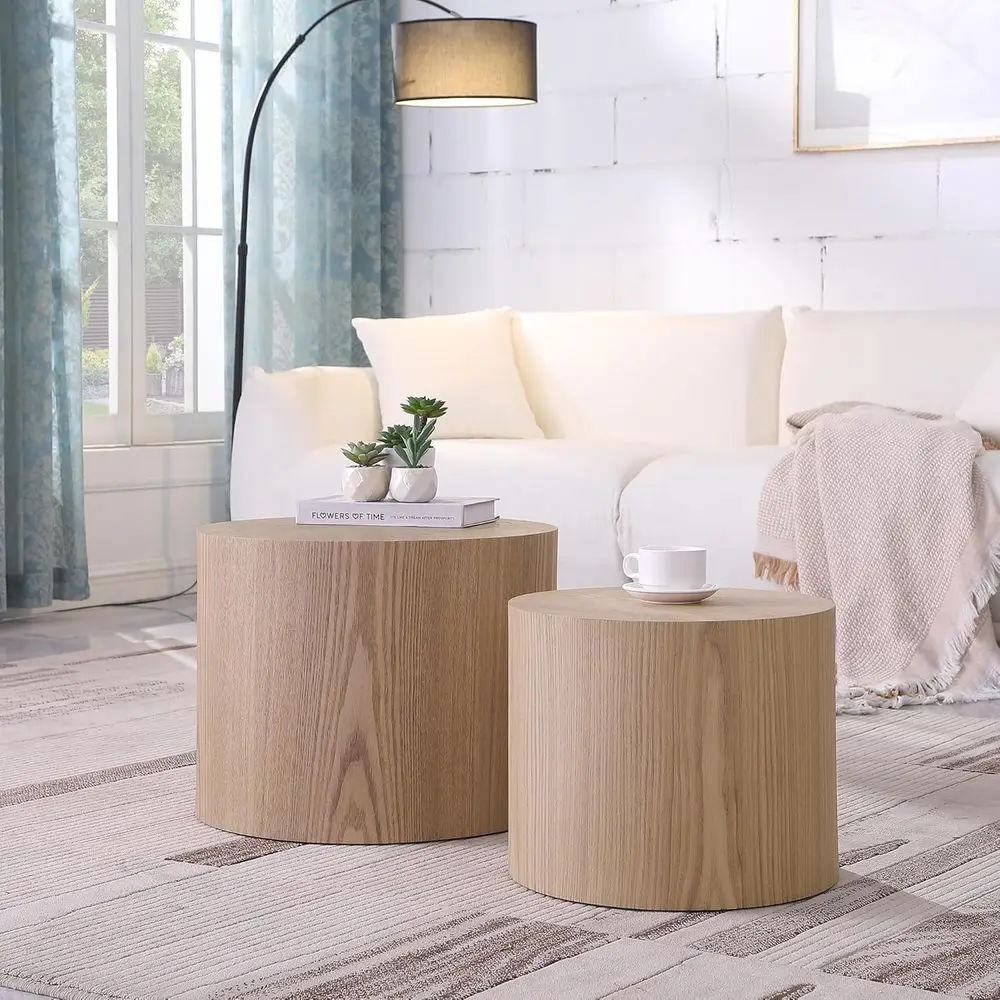 Round Coffee Table Set of 2, Nesting Side Tables for Small Spaces, Oak Wood Accent Tables for Living Room, Bedroom, or Balcony
Round Coffee Table Set of 2, Nesting Side Tables for Small Spaces, Oak Wood Accent Tables for Living Room, Bedroom, or Balcony