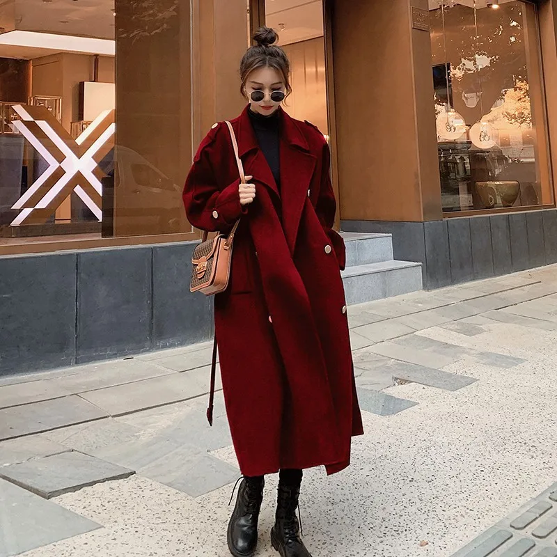 Уличная зимняя одежда SUSOLA, Толстая теплая двубортная длинная верхняя одежда, корейская модная шерстяная куртка, Женская Классическая куртка с поясом
Уличная зимняя одежда SUSOLA, Толстая теплая двубортная длинная верхняя одежда, корейская модная шерстяная куртка, Женская Классическая куртка с поясом