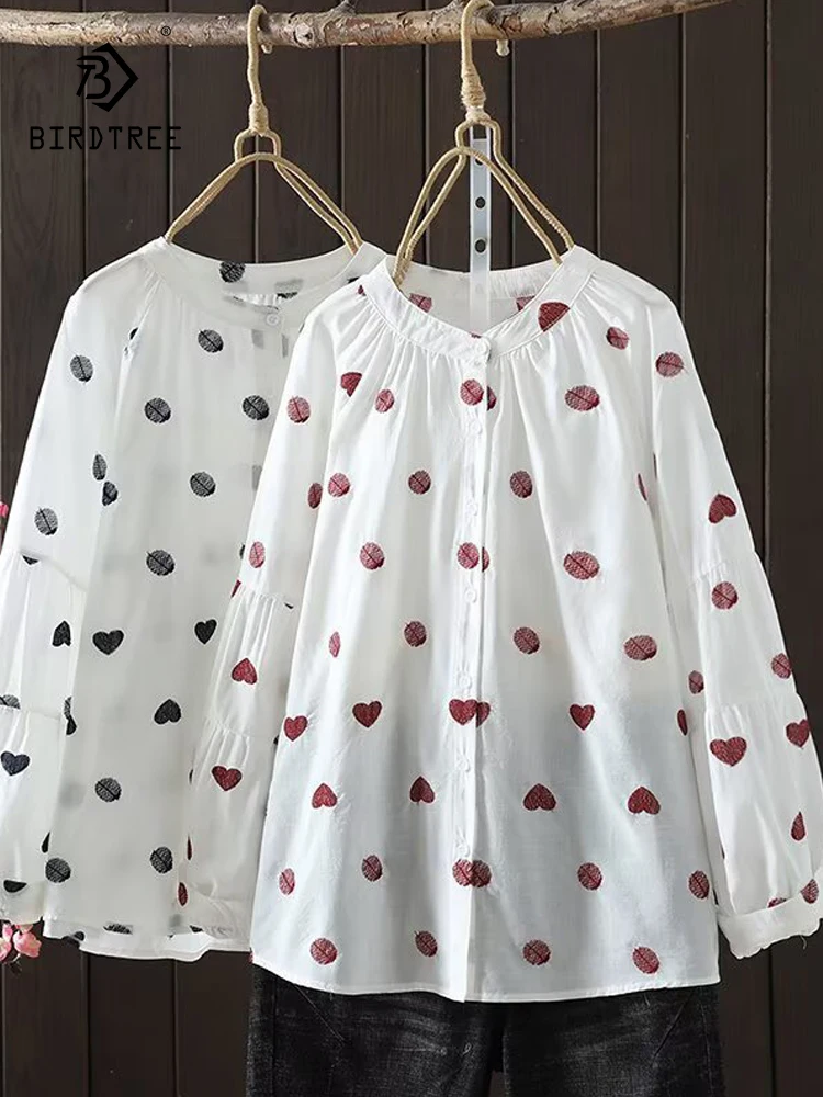 New 2025 Spring Cotton Long Sleeve Shirt, Women O Neck Dot Print, Mori Girl Preppy Style Sweet Loose Blouse, Summer T52418CC
New 2025 Spring Cotton Long Sleeve Shirt, Women O Neck Dot Print, Mori Girl Preppy Style Sweet Loose Blouse, Summer T52418CC