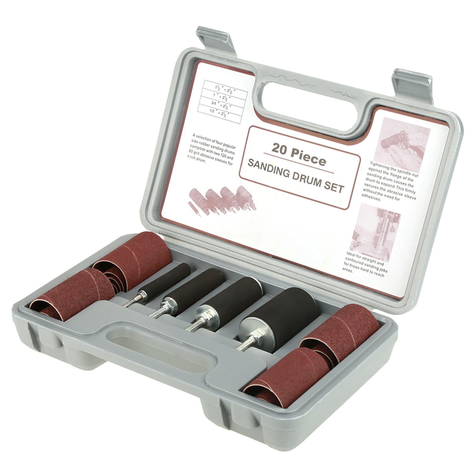 20pcs Spindle Sanding Drum Sander Tool Kit Set with Case for Drill Press for Home Improvement Wood Working
20pcs Spindle Sanding Drum Sander Tool Kit Set with Case for Drill Press for Home Improvement Wood Working