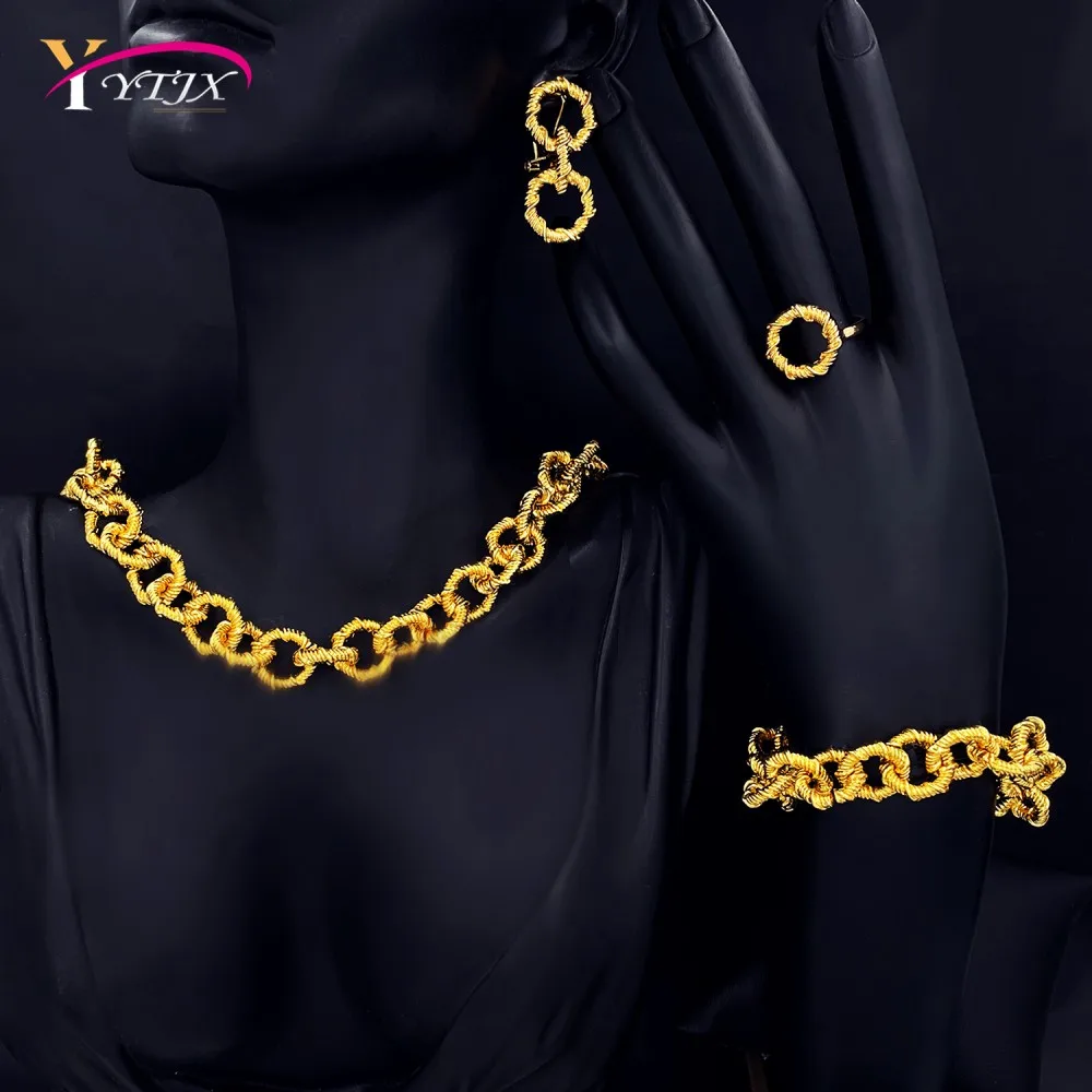YTJX Hip Hop Chain Jewelry Set Classic Design Gold Color Necklace Bracelet Earring Ring Set For Women Fashion Party Jewellery
YTJX Hip Hop Chain Jewelry Set Classic Design Gold Color Necklace Bracelet Earring Ring Set For Women Fashion Party Jewellery