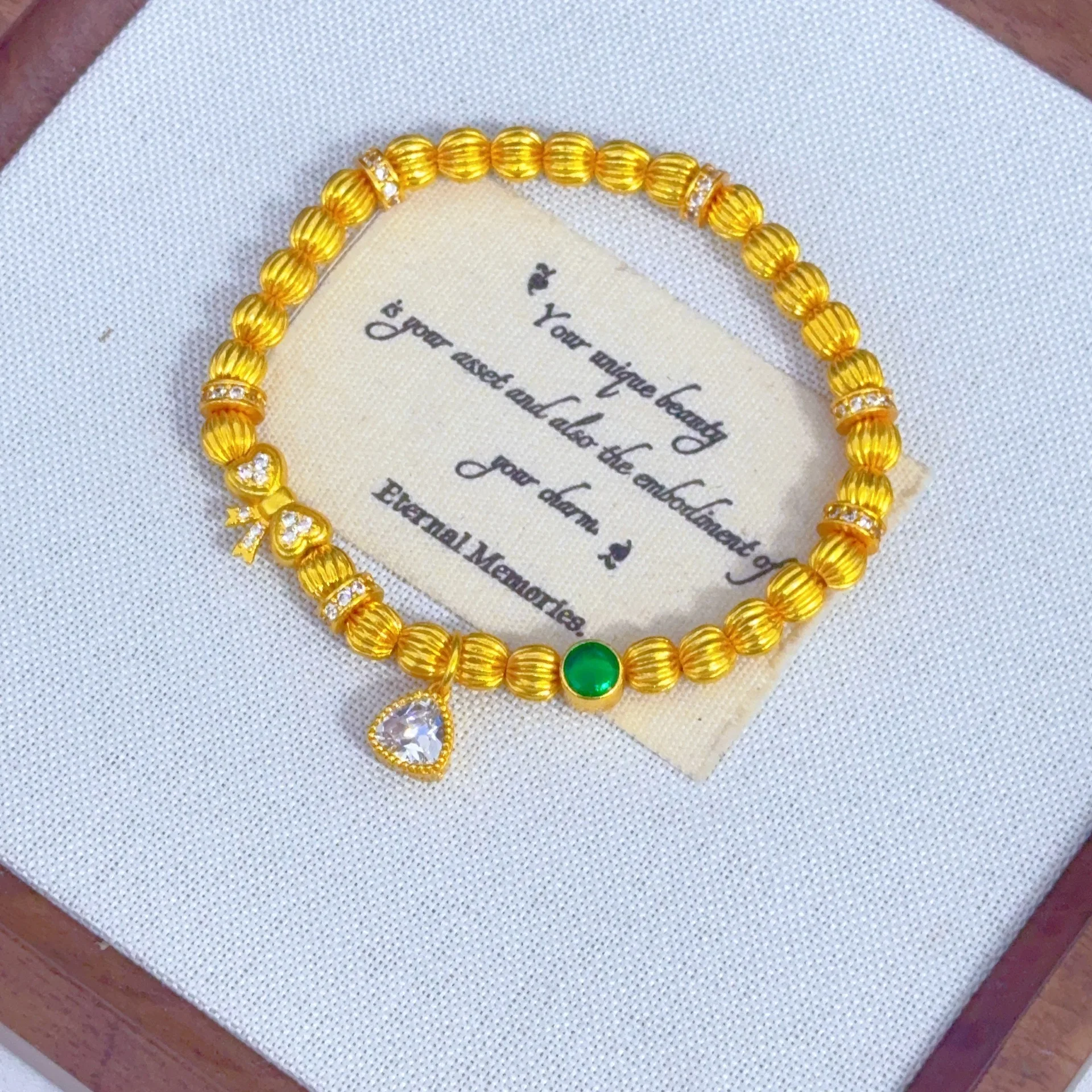 Plated Real Gold Preservation Ancient Sand Gold Pumpkin Beads Heart Running Ring Bracelet Exquisite And Versatile Girls Gift
Plated Real Gold Preservation Ancient Sand Gold Pumpkin Beads Heart Running Ring Bracelet Exquisite And Versatile Girls Gift