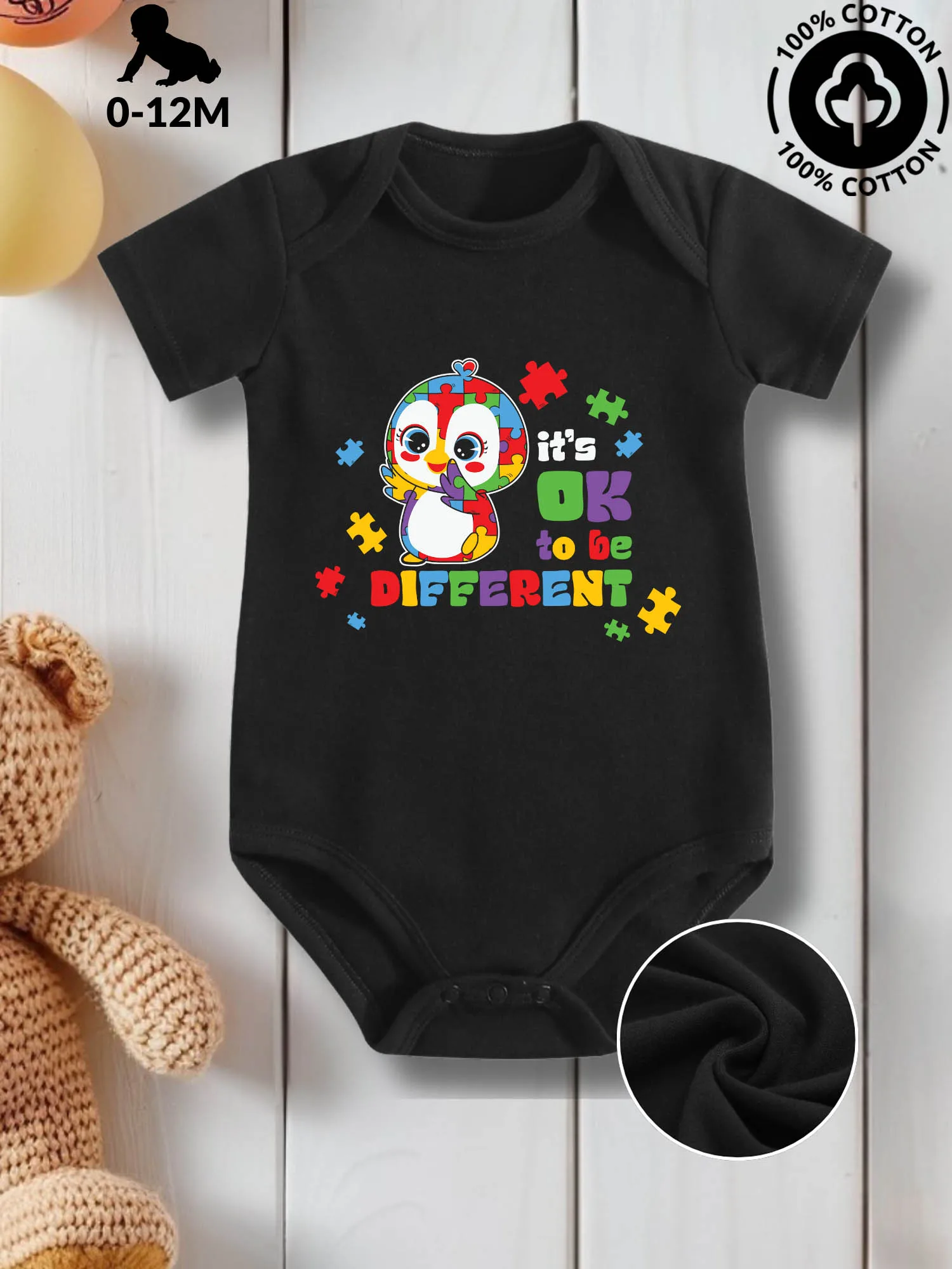 Penguin OK To Be Different Детский костюм унисекс для ползания, комбинезон для ухода за кожей из чистого хлопка, всесезонный черный боди 190GSM
Penguin OK To Be Different Детский костюм унисекс для ползания, комбинезон для ухода за кожей из чистого хлопка, всесезонный черный боди 190GSM