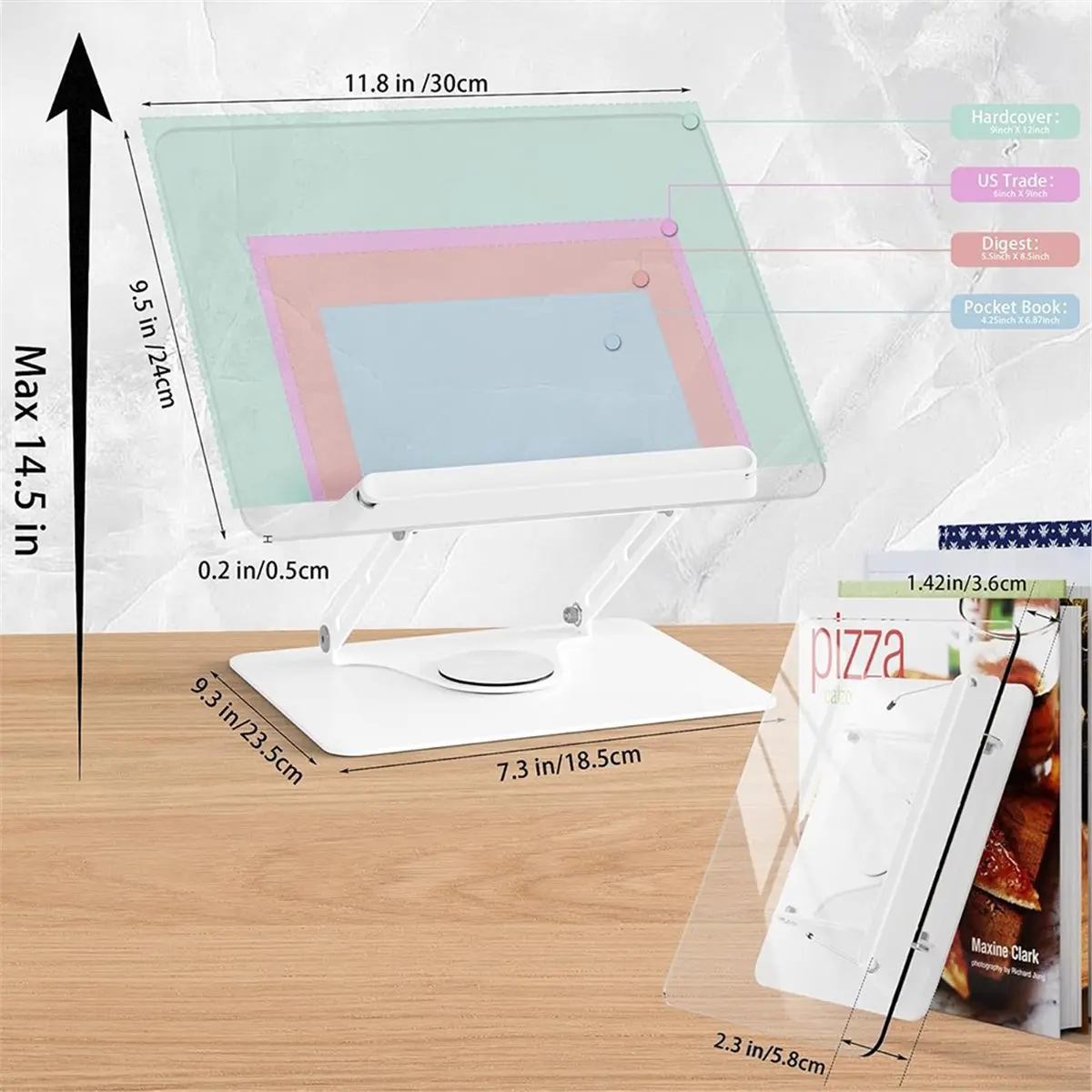 Adjustable Acrylic Book Stand for Reading, 360° Rotating Base, Hands-Free Cookbook Stand for Laptop, Tablet,Music Score
Adjustable Acrylic Book Stand for Reading, 360° Rotating Base, Hands-Free Cookbook Stand for Laptop, Tablet,Music Score