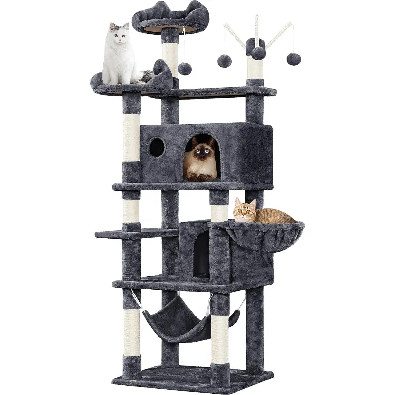 Cat Tree, 67in Cat Tower for Indoor Cats, Multi-Level Cat Condos with 3 Removable Teaser Sticks, Activity Center Furniture
Cat Tree, 67in Cat Tower for Indoor Cats, Multi-Level Cat Condos with 3 Removable Teaser Sticks, Activity Center Furniture