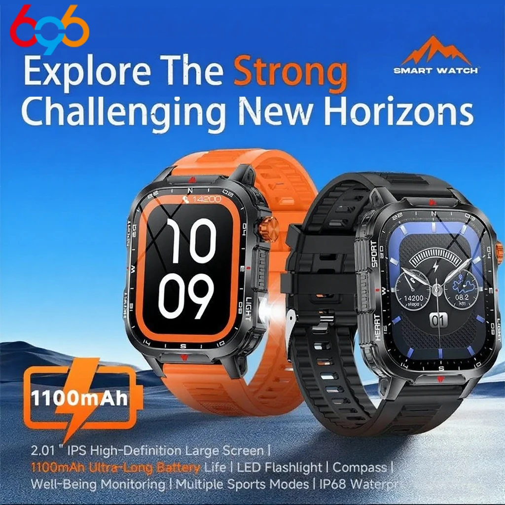 1100mAh Battery Outdoors Smart Watch Men LED Flashlight BT Call Smartwatch Women Compass Message Push Health Monitor Waterproof
1100mAh Battery Outdoors Smart Watch Men LED Flashlight BT Call Smartwatch Women Compass Message Push Health Monitor Waterproof