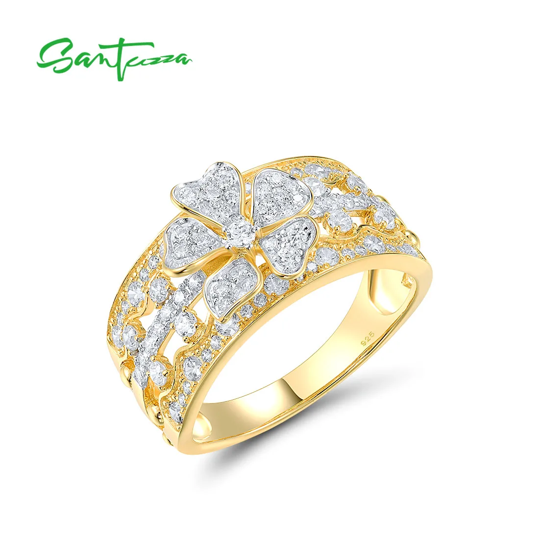 SANTUZZA Genuine 925 Sterling Silver Rings For Woman Sparkling White Cubic Zircon Elegant Flower Wedding Enagement Fine Jewelry
SANTUZZA Genuine 925 Sterling Silver Rings For Woman Sparkling White Cubic Zircon Elegant Flower Wedding Enagement Fine Jewelry