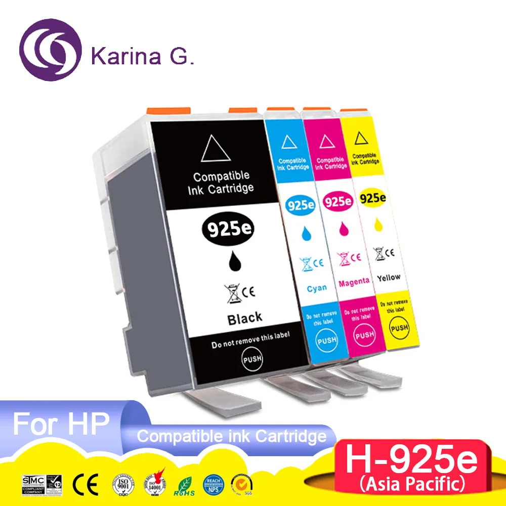 Картридж Karina.G HP925 HP 925e HP925e совместимый с цветными чернилами для принтера HP OfficeJet Pro 8120/8123/8130/8133
Картридж Karina.G HP925 HP 925e HP925e совместимый с цветными чернилами для принтера HP OfficeJet Pro 8120/8123/8130/8133