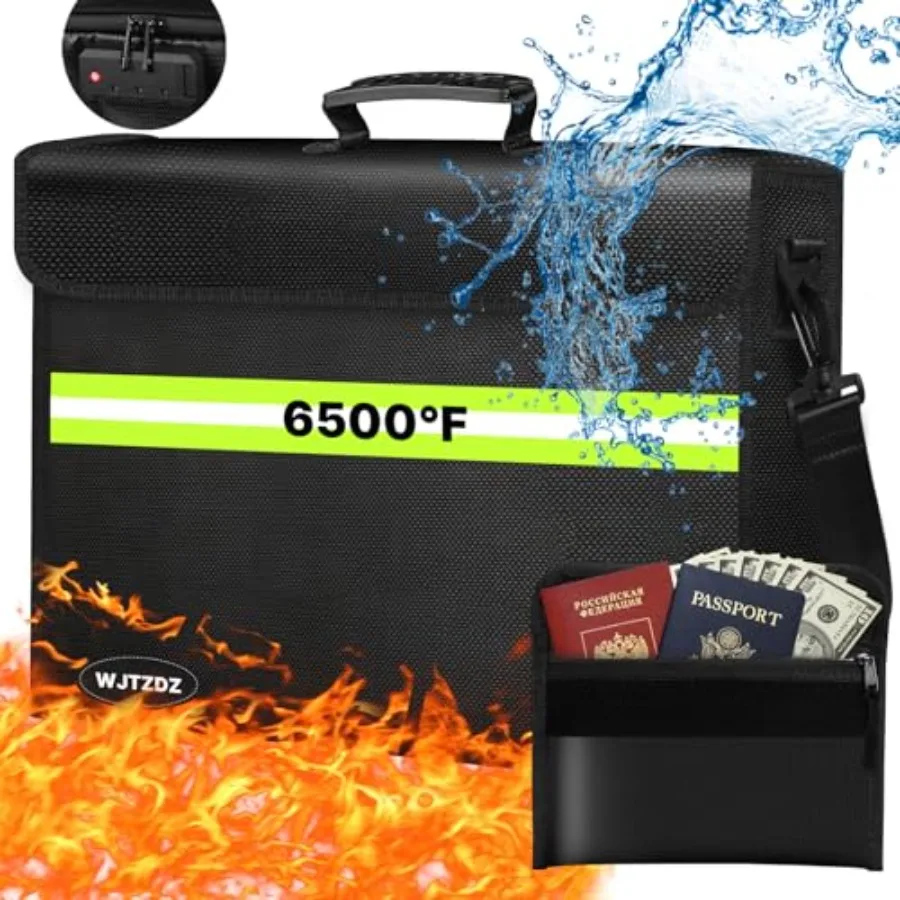 6500°F Fireproof and Waterproof Document Bag with Lock, 10 Layers Insulation MaterialsandWaterproof Zipper, Removable Folder La
6500°F Fireproof and Waterproof Document Bag with Lock, 10 Layers Insulation MaterialsandWaterproof Zipper, Removable Folder La