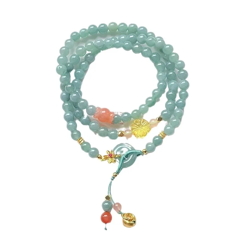 Blue water jadeite safety buckle three-circle bracelet with fashionable boutique fresh women's bracelet.
Blue water jadeite safety buckle three-circle bracelet with fashionable boutique fresh women's bracelet.