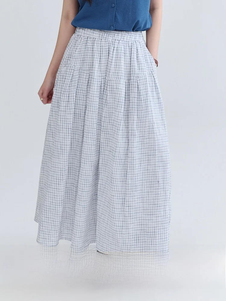 AMUU Korean Style High Waist A-Line Midi Skirt Women's Summer New Blue White Plaid Pleated Half Body Skirt Casual Cotton Blend
AMUU Korean Style High Waist A-Line Midi Skirt Women's Summer New Blue White Plaid Pleated Half Body Skirt Casual Cotton Blend
